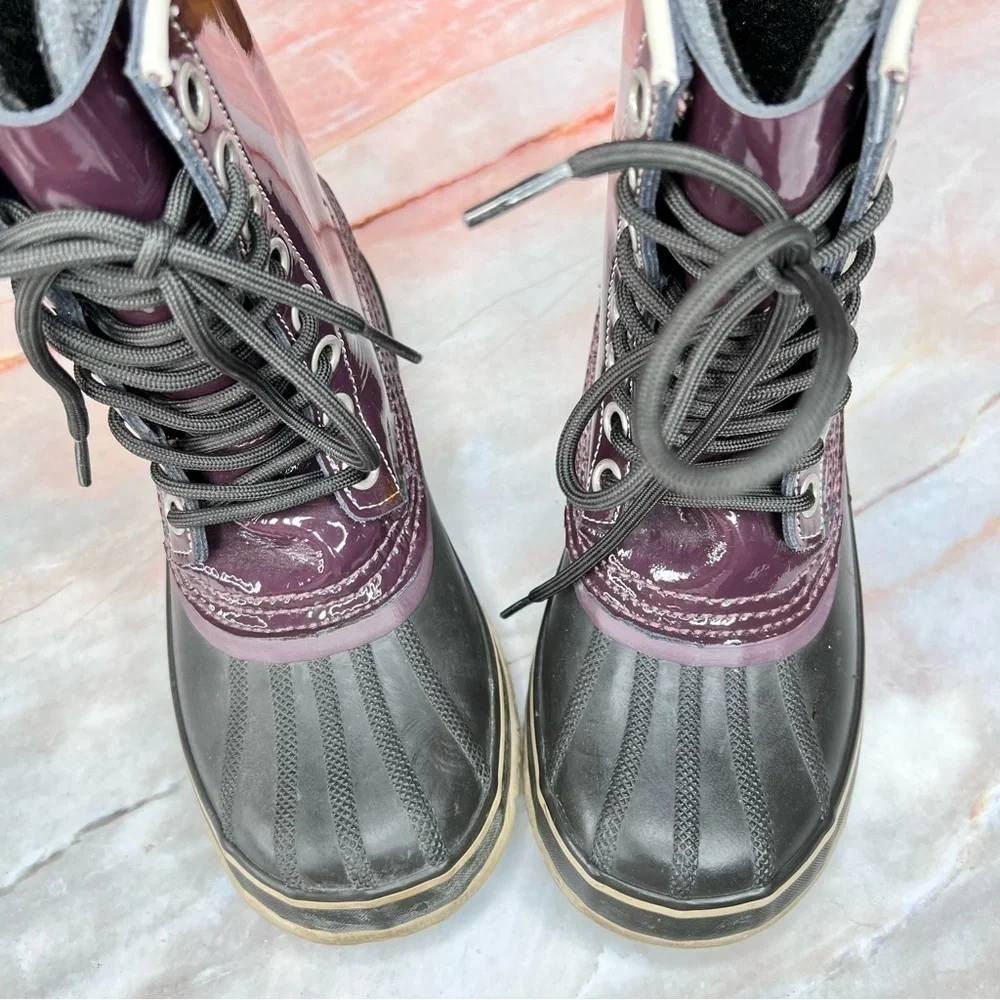 Sorel 1964 Waterproof Premium Patent Leather Purple Winter Boots 6.5